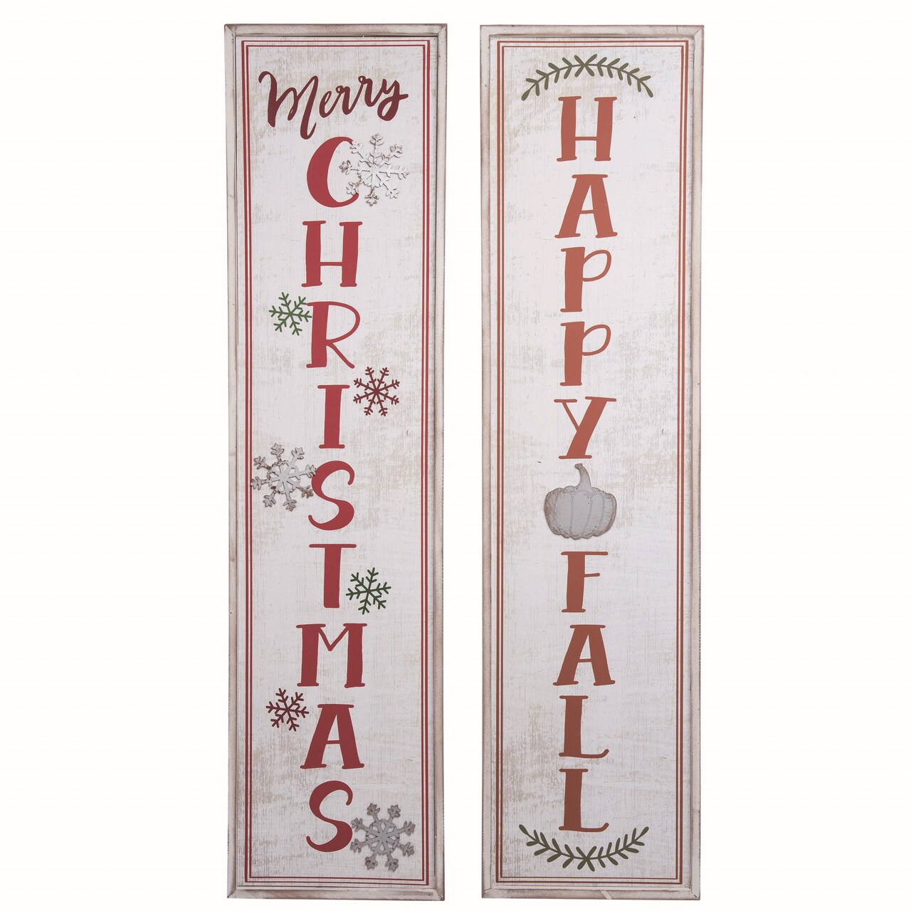 Transpac 47" White Christmas Reversible Porch Decor, MDF Freestanding Signs & Leaners, Indoor Home Decor, 47" H x 11.75" W, Easy Care